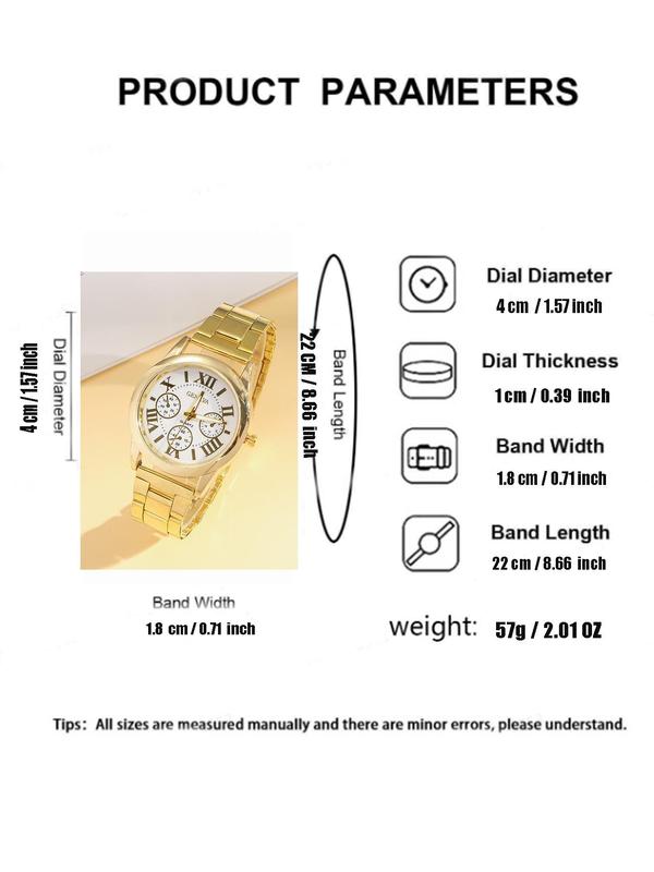 Women's Elegant Fashion Watch & Jewelry Set, Including Quartz Watch & Ring & Cross Pendant Necklace & Chain Bracelet, Trendy All-match & Exquisite Watch Set for Birthday Gift