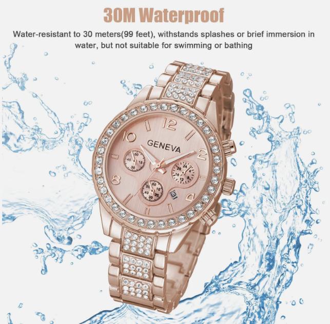 Women's Rose Gold  Watch Stainless Steel Classic Waterproof