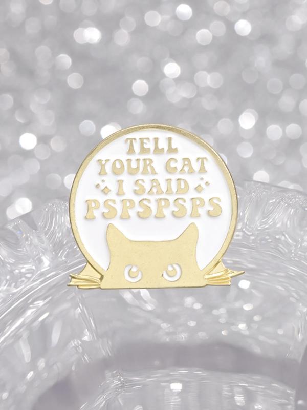 Cute Cartoon Cat & Letter Pattern Brooch, Fashion Alloy Badge for Women & Men, Enamel Pin Suitable for Backpacks, Jeans, Scarves, Hats Decoration