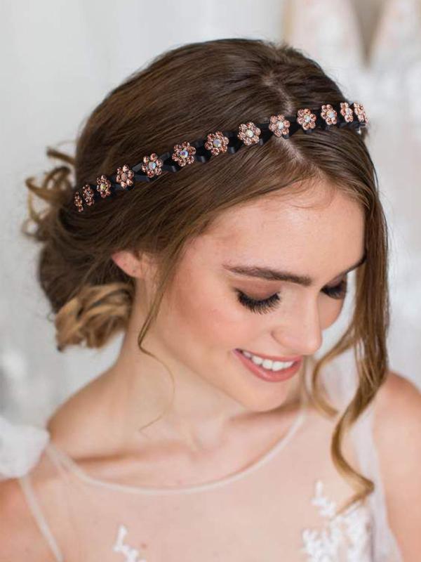 Rhinestone Flower Decorated Hair Hoop, Non-slip Hair Hoop for Women and Girls, Fashion Hair Accessories for Party and Daily Life