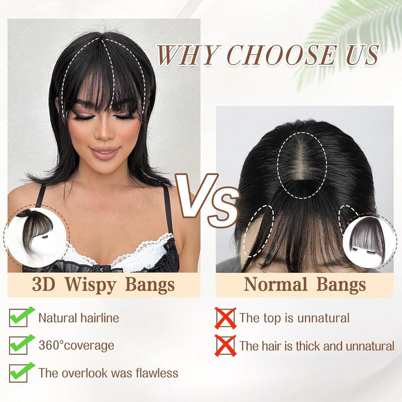 Vigorous Clip on Bangs , 360° Cover Clip in Bangs Real Hair for Women Fake Bangs for Daily Wear