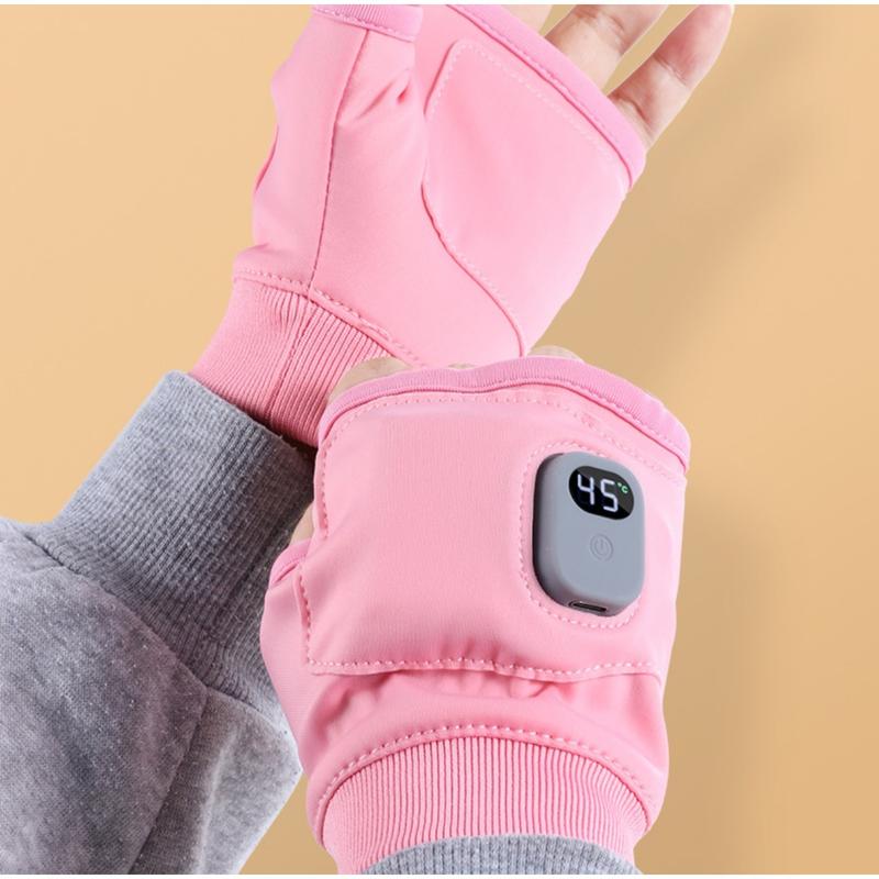 Rechargeable Heated Gloves, Electric Fingerless Gloves, USB Hand Warmer, Winter Warm Laptop Gloves, Hand Warmer for Men Women