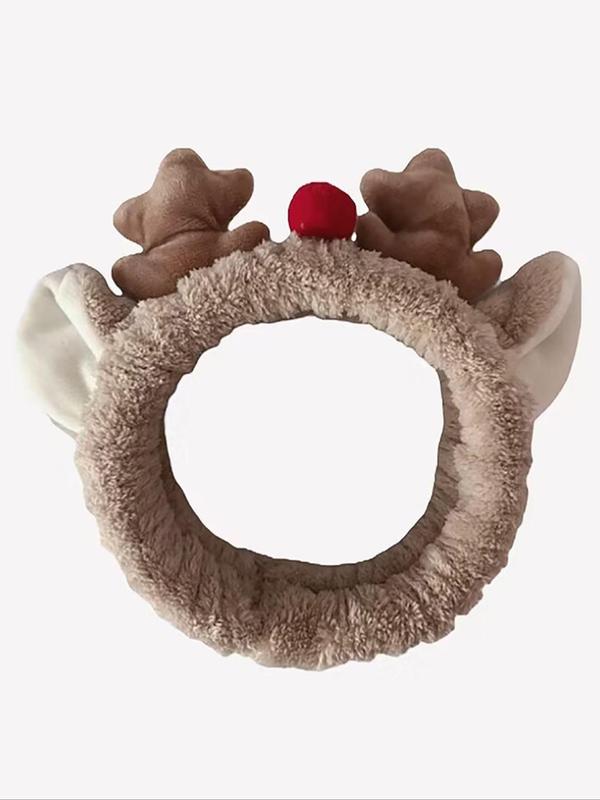 Cute Reindeer Antlers Design Hair Band & Wristband Set, Soft Plush Hair Band & Wristband, Fashion Hair Accessories for Women & Girls