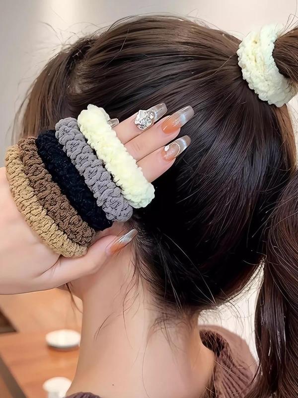 Solid Color Hair Tie Set, Casual Simple Hair Accessories for Women & Girls, Minimalist Headwear Suitable for Thick Hair