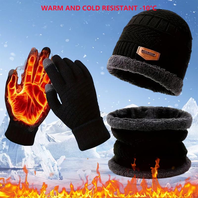 3Piece Winter Warmth Set Knit Hat Neck Warmer Gloves Unisex Cold Weather Essentials