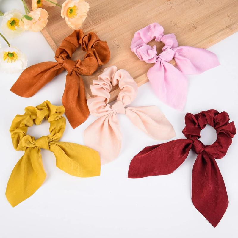 14 Pieces Bow Hair Scrunchies Bunny Ears Silk Scrunchies Hair Ties Elastic Ponytail Holder Hair Accessories for Women