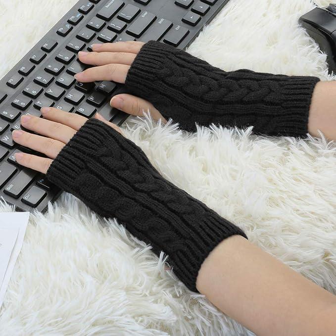 Knitted Half-finger Gloves for Women Casual Winter Warm Gloves Outdoor Sports Fingerless Gloves for Autumn and Winter Winter Outdoor Gym Accessories