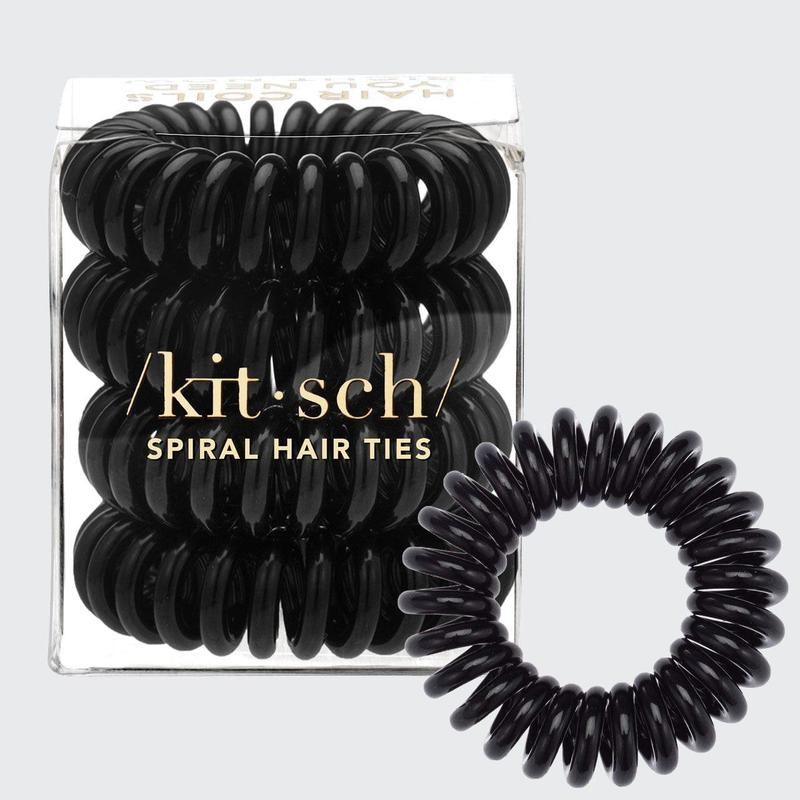 Spiral Hair Ties 4 Pc - Black