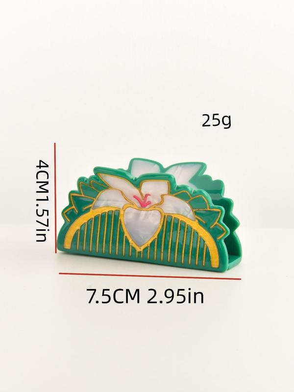 Cute Floral Pattern Hair Claw, Casual Versatile Claw Clip for Women & Girls, Elegant All-match Fashion Accessories for Daily & Party Decoration