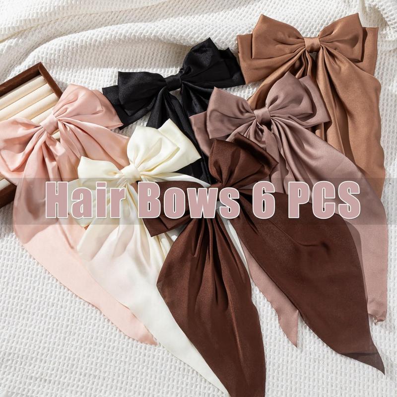 6 pk Hair Bows, Big Bows for Girls and Women, Hair Ribbons