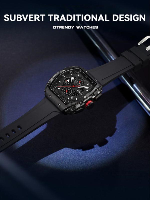 Sportive Digital Quartz Watch for Men, Fashionable Square Dial Digital Watch with Silicone Strap, Trendy  Luxury Watches  for Daily Life, Gifts with Box