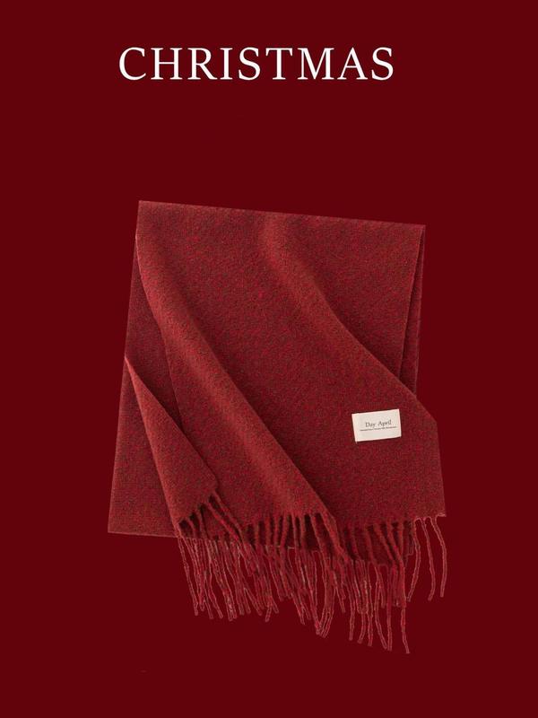 Christmas Plaid Pattern Tassel Decor Scarf, Casual Soft Warm Shawl for Fall & Winter, Fashion Accessories for Women & Men