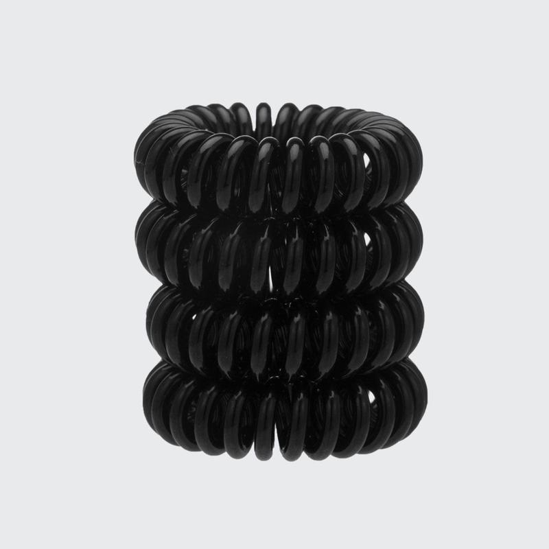 Spiral Hair Ties 4 Pc - Black