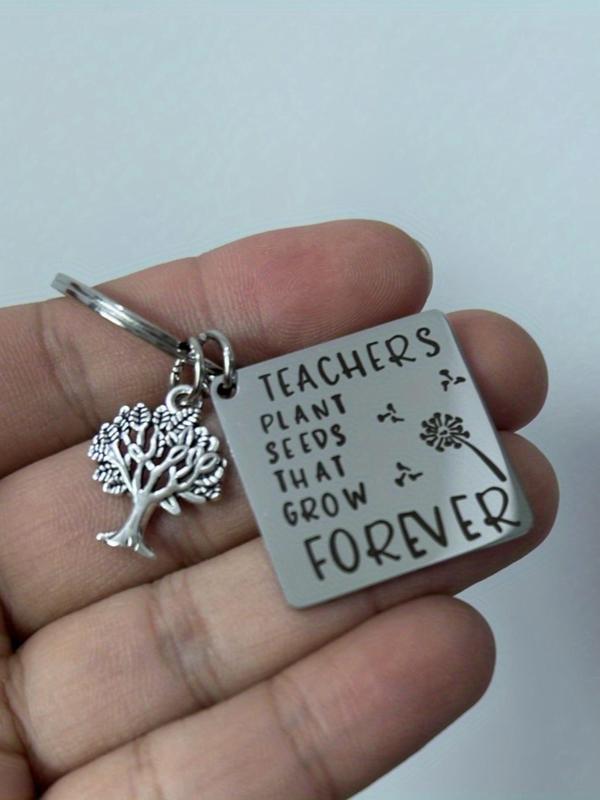 Tree Of Life Design Keychain for Teacher's Day Gift, Teacher's Day Keychain, Stainless Steel Key Ring with Symbolic Charm, Fashion Accessories for Teachers