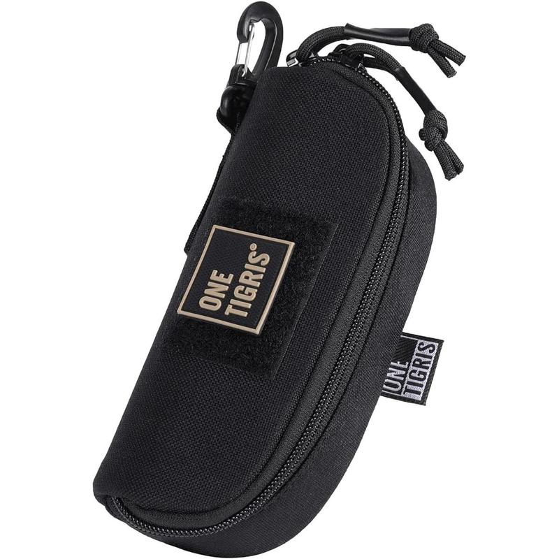 OneTigris Sunglasses Case, Portable Travel Zipper Eyeglasses Case, Outdoor 1000D Nylon Glasses Bag Hard Case with Clip