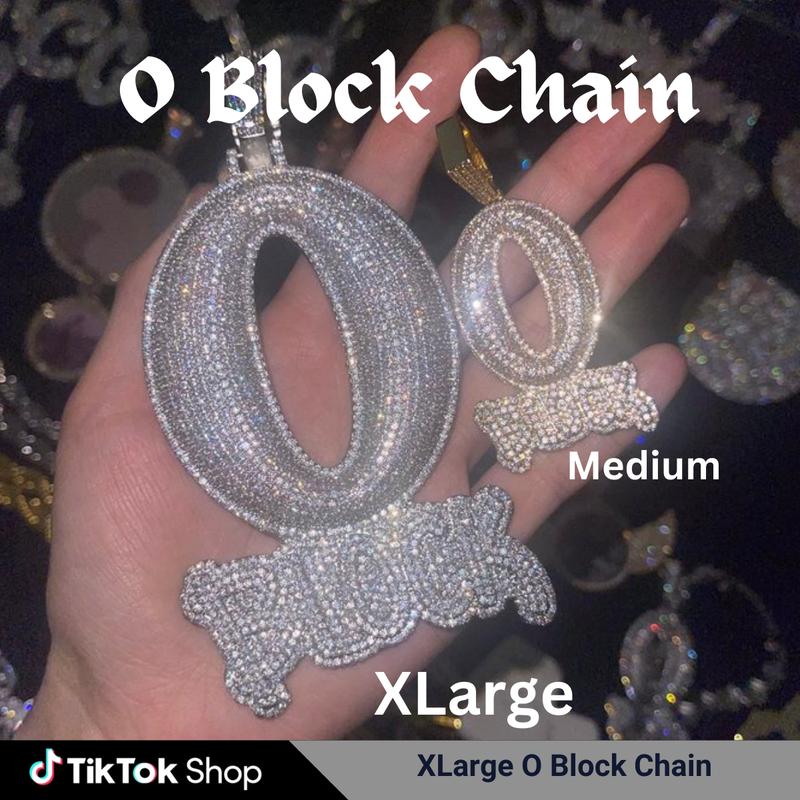 0 Block Iced Out CZ Bling Full Paved Men's Women Hip Hop Pendant Rapper Jewelry Gift