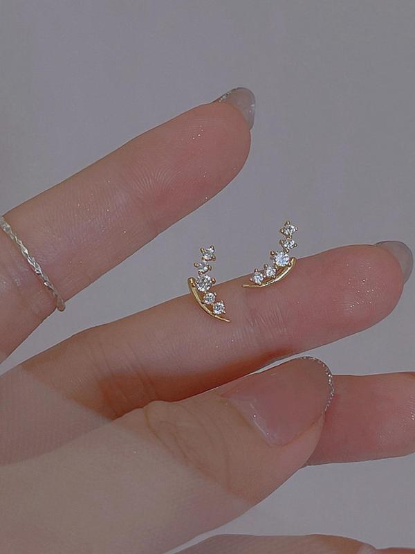 1 Pair Women's Elegant Rhinestone Stud Earrings, Mini Trendy Exquisite Stud Earrings, Fashionable Jewelry for Daily & Party Decoration for Women