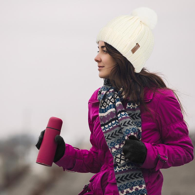 Cozy 3pcs Winter Set: Thick Knit Beanie, Scarf & Gloves - Warm Fleece-Lined for Outdoor Adventures