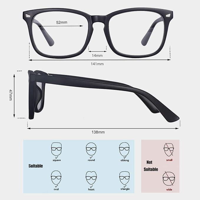 2024 Fashion Computer Gaming Glasses,Square Fashion ,Party,TV Glasses,Lightweight Frame Eyewear,Men Women，Clear Gaming Glasses,Daily Use