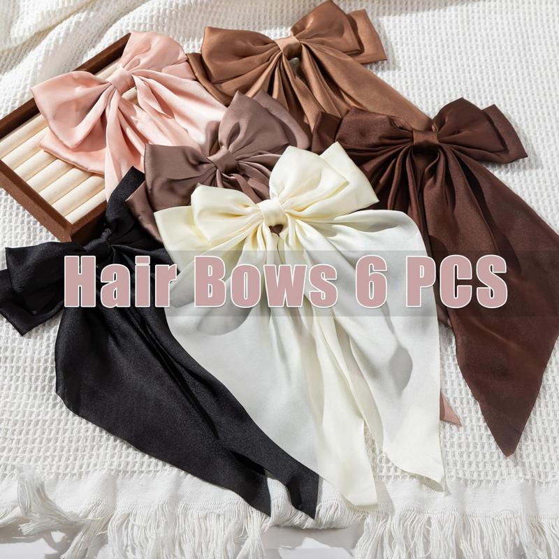 6 pk Hair Bows, Big Bows for Girls and Women, Hair Ribbons