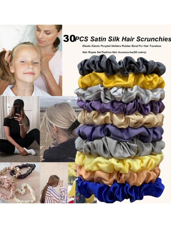 Solid Ruched Hair Tie, Elastic Scrunchie, Hair Accessories for Women & Girls, Minimalist Headwear Suitable for Thick Hair, Fashion Hair Accessories for Party