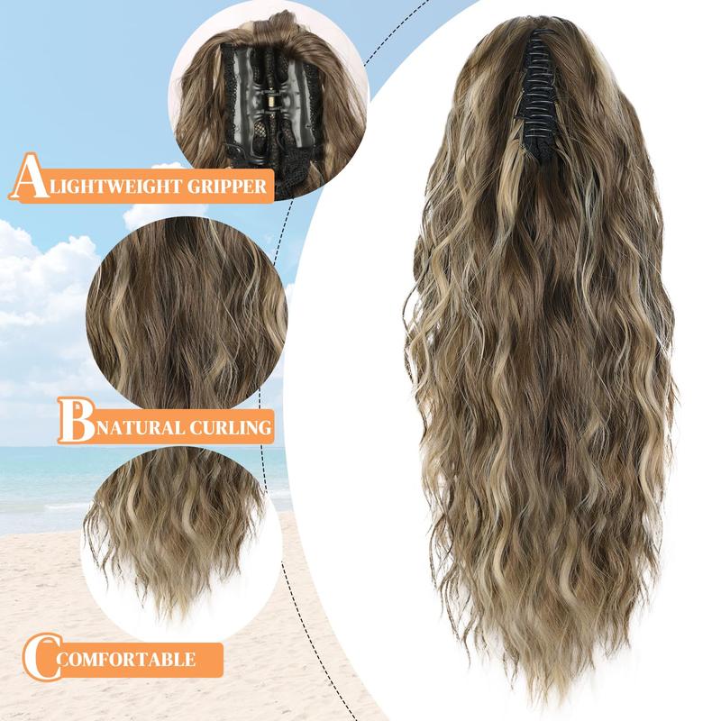 CHAOEE 20Inch Long Claw Clip Ponytail Extension for Women Fake Ponytail for Daily Wear Soft Wavy Curly Clip in Hair Extensions