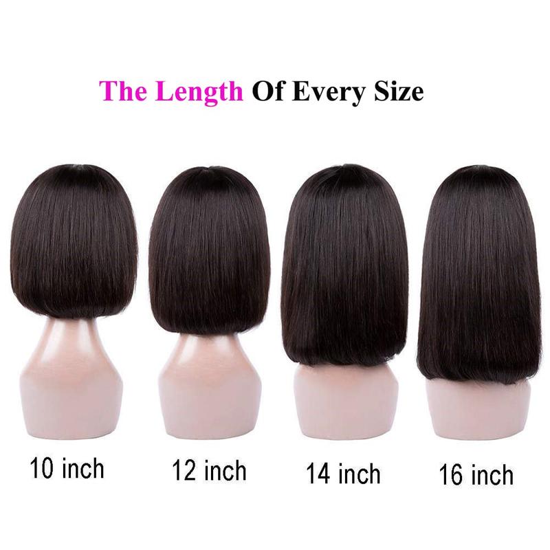 Clearance Msgem Hair Short BobWigs with Bangs Brazilian StraightHuman Hair Wigs 150% Density NoneLace Front Wigs Glueless MachineMade Bob Wigs for Black WomenNatural Color