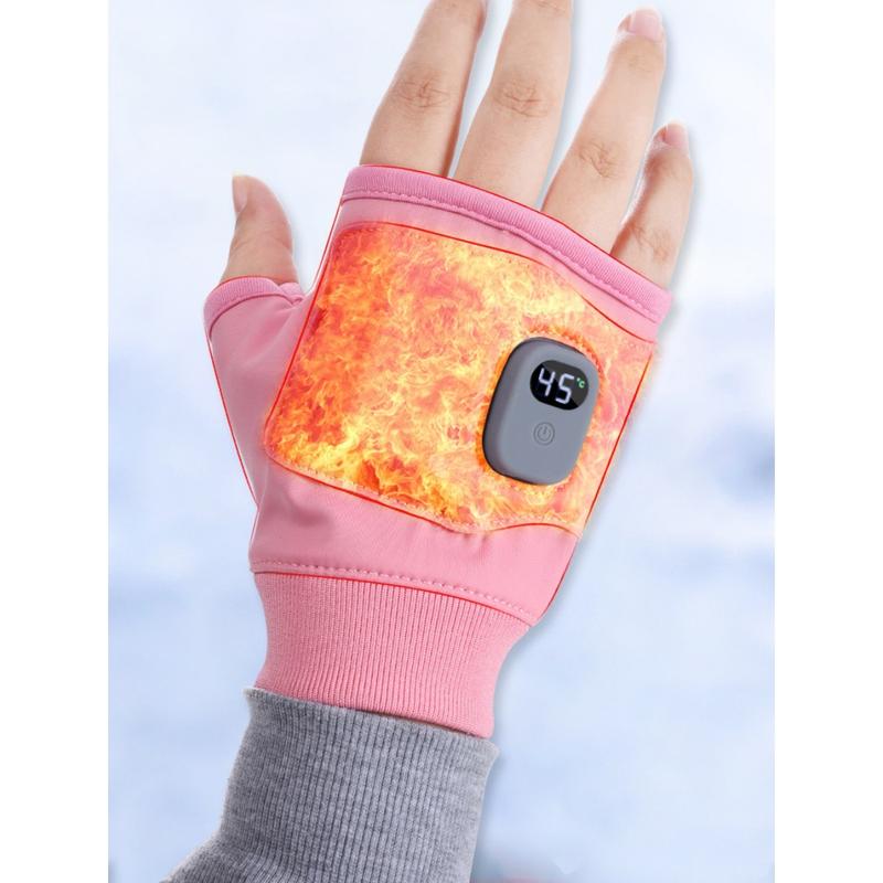 Rechargeable Heated Gloves, Electric Fingerless Gloves, USB Hand Warmer, Winter Warm Laptop Gloves, Hand Warmer for Men Women