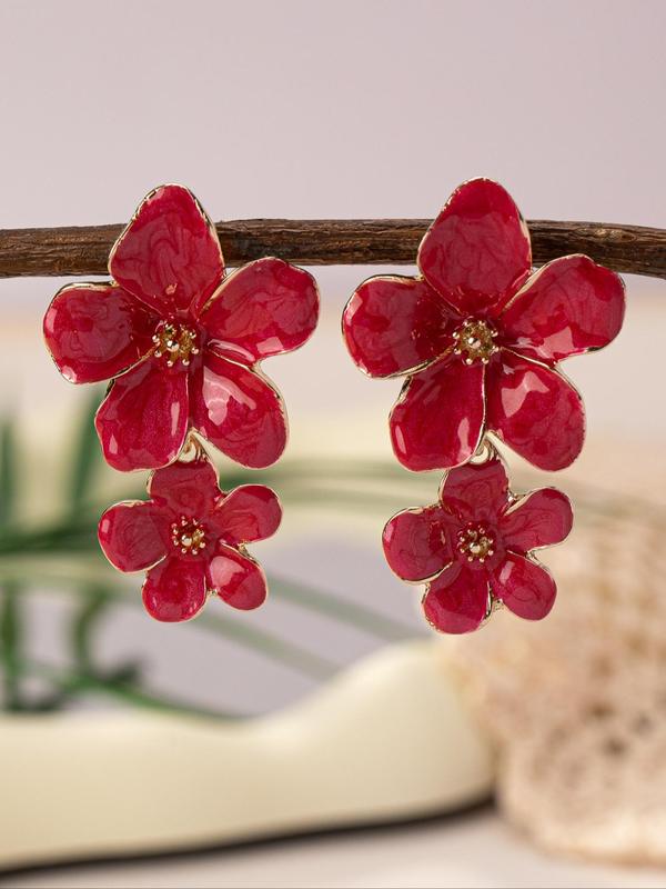 Fashion Flower Design Dangle Earrings, Boho Style Jewelry for Women for Party, Daily Clothing Decor, Trendy All-match & Exquisite Jewelry for Birthday Gift