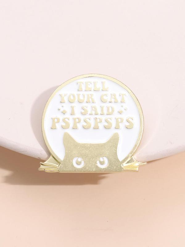 Cute Cartoon Cat & Letter Pattern Brooch, Fashion Alloy Badge for Women & Men, Enamel Pin Suitable for Backpacks, Jeans, Scarves, Hats Decoration