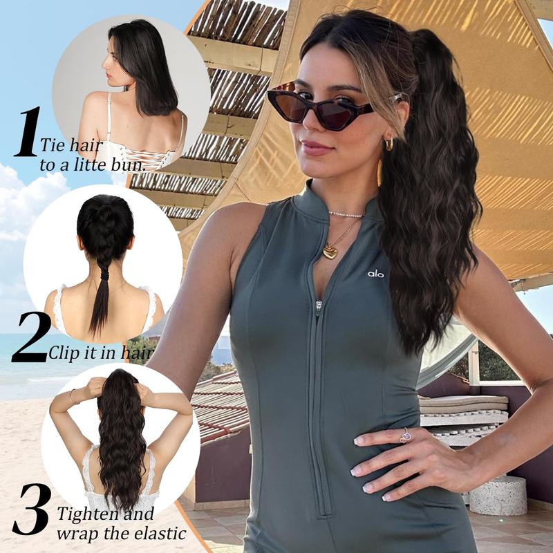 CHAOEE 20Inch Long Claw Clip Ponytail Extension for Women Fake Ponytail for Daily Wear Soft Wavy Curly Clip in Hair Extensions