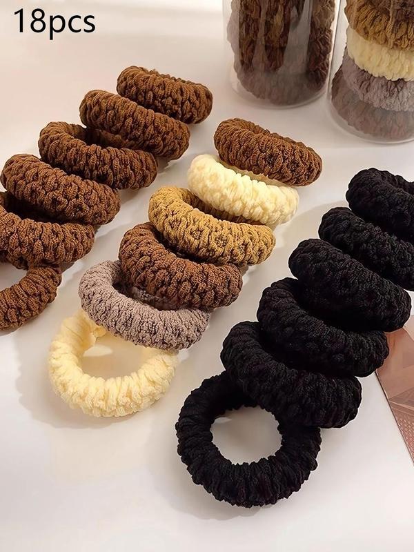 Solid Color Hair Tie Set, Casual Simple Hair Accessories for Women & Girls, Minimalist Headwear Suitable for Thick Hair