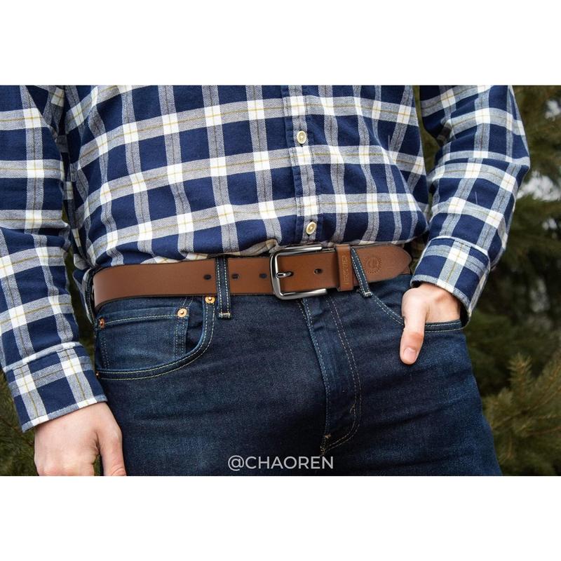 CHAOREN Belt Men Leather - Mens Belts Casual for Jeans 1 3 8