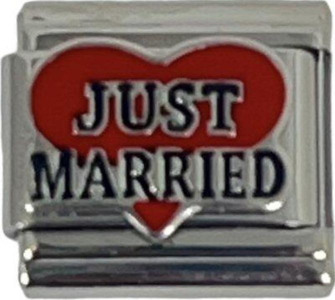 Italian Charm Link Just Married Red Heart 9mm