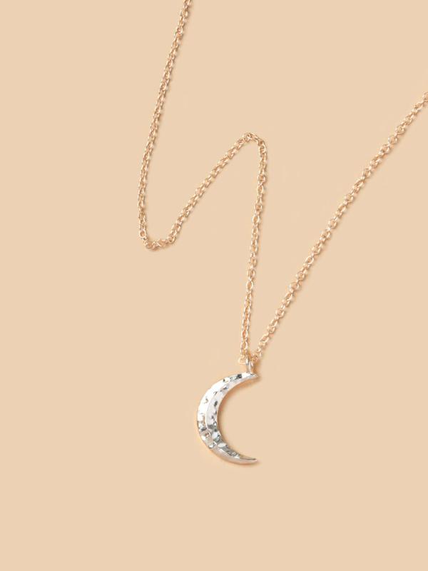 Elegant Plain Moon Pendant Necklace for Women, Trendy Clavicle Chain Necklace, Fashionable Stainless Steel Jewelry Accessories, Holiday Birthday Gift for Women and Girls