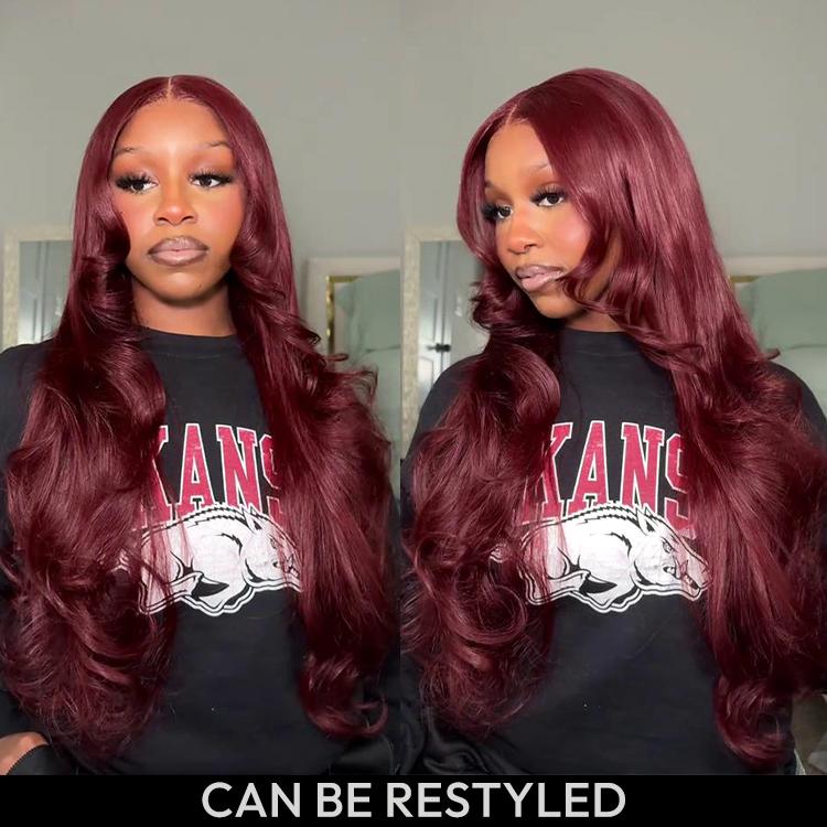 Wiggins Hair Cherry Cola Red Color Glueless Human Hair Wigs Straight Wig 5x7 Lace Closure Human Hair Pre Cut Pre Plucked Ready to Go Glueless Wigs