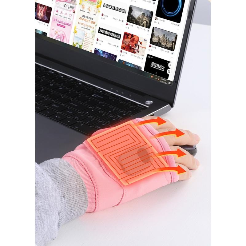 Rechargeable Heated Gloves, Electric Fingerless Gloves, USB Hand Warmer, Winter Warm Laptop Gloves, Hand Warmer for Men Women