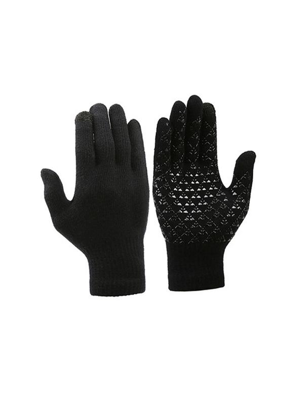 2pcs set Solid Color Gloves & Hat Set, Fashion Cozy Warm Knit Hat & Gloves for Fall & Winter, Fashion Accessories for Both Men & Women