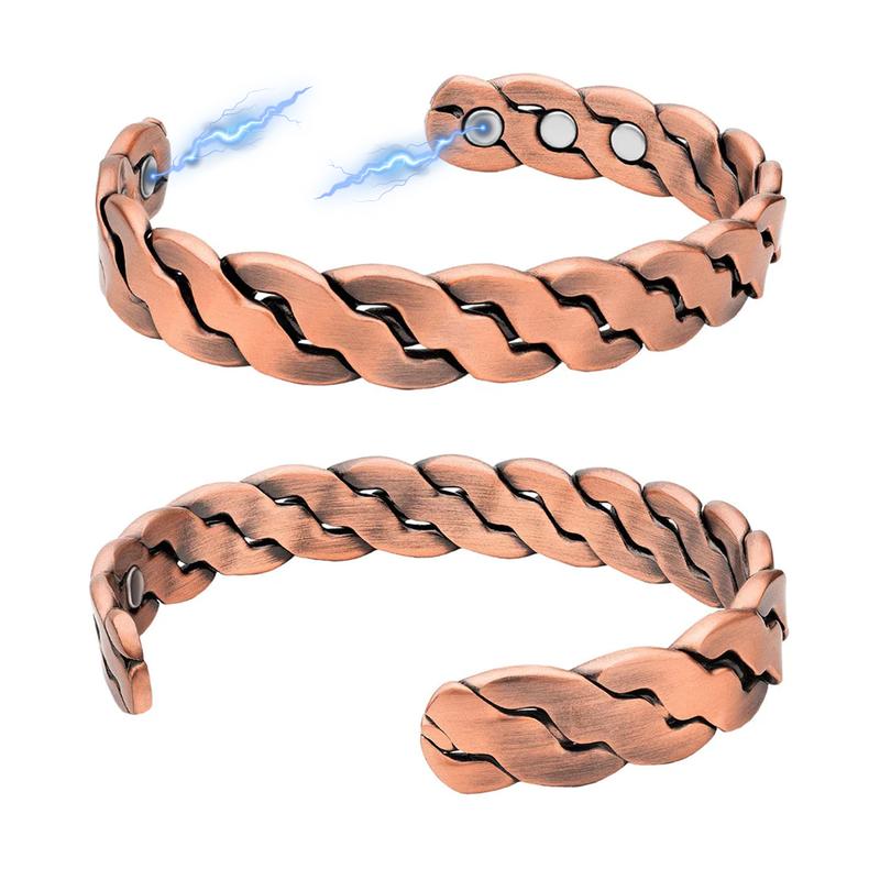 Adjustable Twisted Magnetic Therapy Copper Bracelet - for Men & Women, Elegant Antique Finish