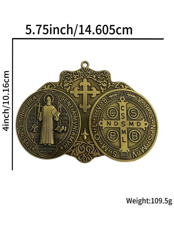 St Benedict Cross Medal, Vintage Brass Tone Finish for Wall Or Desk Display, Fashion DIY Jewelry Accessories for Men & Women