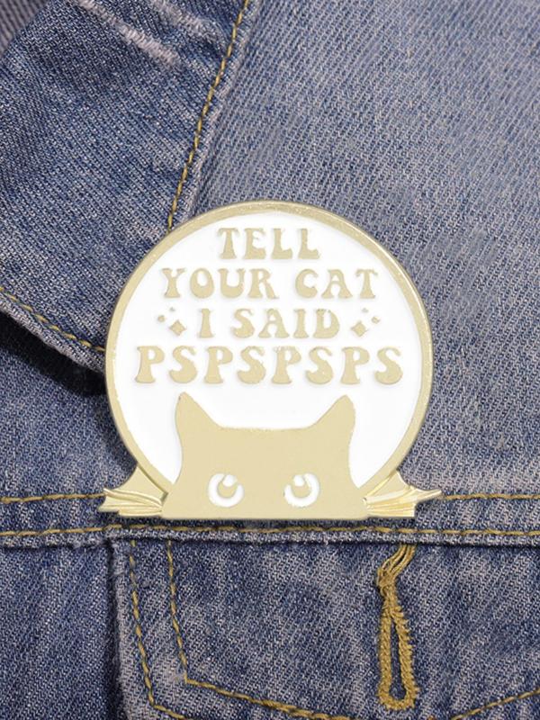 Cute Cartoon Cat & Letter Pattern Brooch, Fashion Alloy Badge for Women & Men, Enamel Pin Suitable for Backpacks, Jeans, Scarves, Hats Decoration