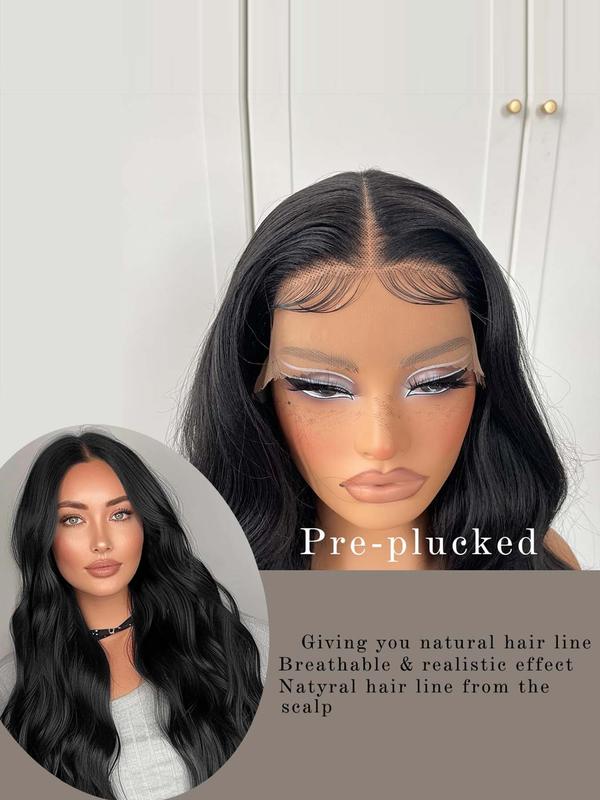 Women's 26 Inch Long Body Wave Lace Front Wigs, Natural Fluffy Glueless Wigs for Women without Bangs, Synthetic Wigs for Party, Daily Hairstyle Decor