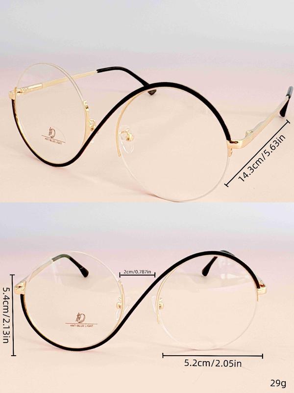 Casual Minimalist Half Rim Eyeglasses for Everyday Use, Basic Round Frame Eyeglasses for Women & Men, Fashion Accessories for Daily Life