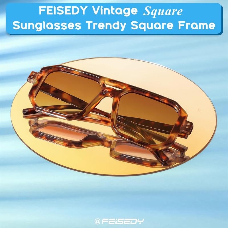 FEISEDY Square Sunglasses Men Women Retro Trendy 70s  Sunglasses Plastic Frame B2939