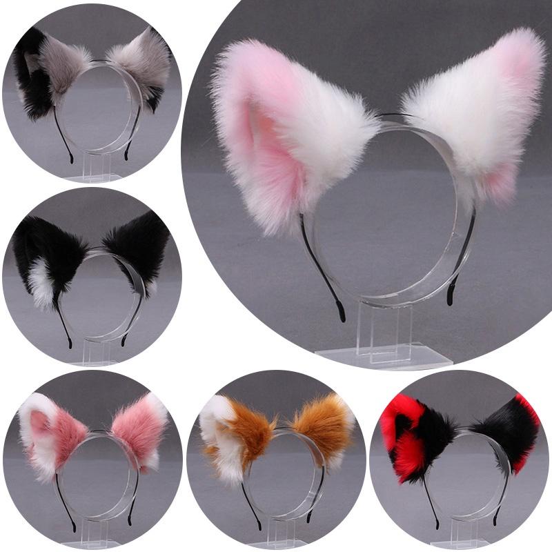 Cosplay cat ear headband, Lolita style, suitable for anime dance party costume, plush headband wolf ears and foxes, suitable for girls, kawaii hair accessories, props, great gift