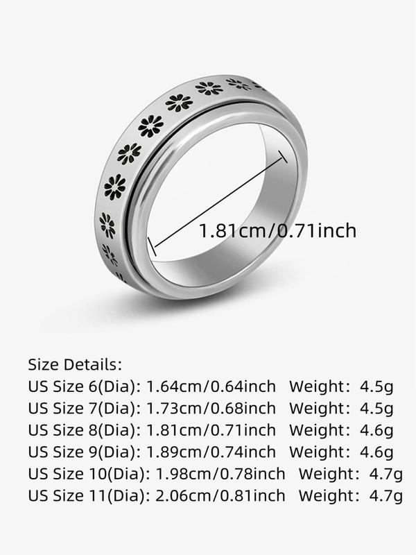 Fashion Flower Design Rotatable Ring, Stainless Steel Ring for Women & Men, Casual Jewelry for Party, Daily Clothing Decor, Trendy All-match & Exquisite Jewelry for Birthday Gift