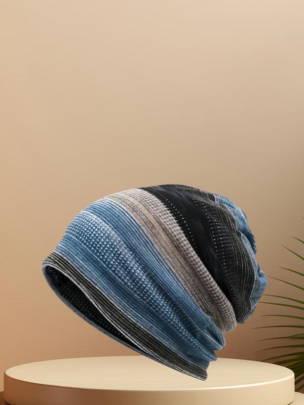 Unisex Striped Pattern Beanie Hat, Casual Knit Hat for Women & Men, Fashion Accessories for Daily Wear