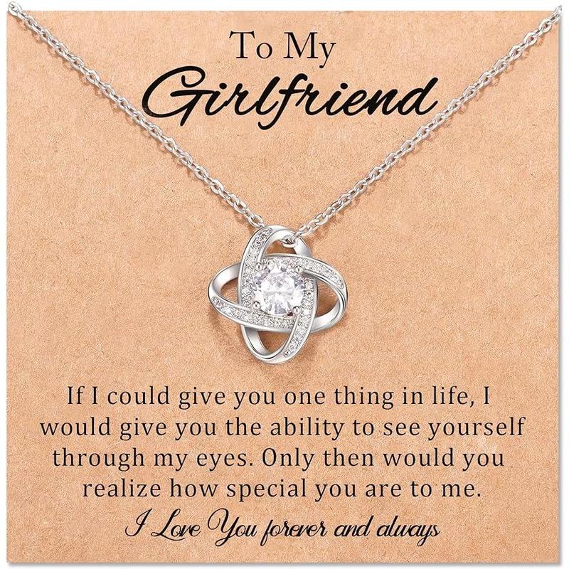 Girlfriend Soulmate Necklace Gifts for Girlfriend Wife Soulmate, Romantic Gift for Her Love Knot Necklace