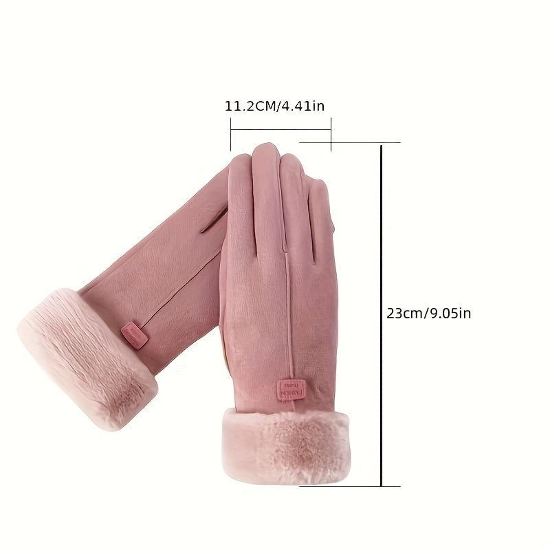 Women's Warm Winter Gloves with Plush Interior, 2 Counts Touch Screen Snow Thickened Cold Weather Sports Gloves