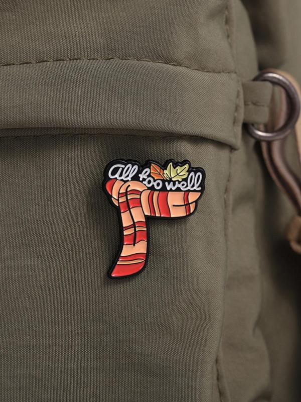 Letter & Striped Pattern Brooch Pin, Fashion Casual Alloy Badge for Daily Vacation Holiday Party, As Gift for Best Friends